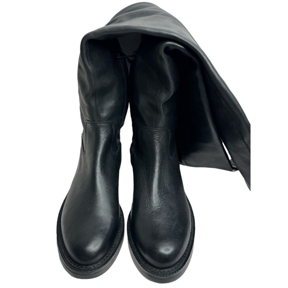 Sam Edelman Over The Knee Boots Size 7.5 Black Leather Narisa Zip Up Block Heel - Picture 4 of 10